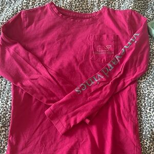 Vineyard Vines Kids Long Sleeve Magenta Tee